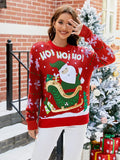 Large Size 3XL Christmas Santa Print Women's Knit Sweater Full Sleeve Loose Knitwear Warm Soft Jumpers Female Xmas Look Pullover