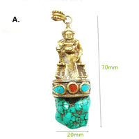 Tibet Ethnic Treasure God Buddha Amulet Pendants Brass Handicrafts TBP504