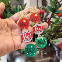 2pcs Christmas sparkling earrings, resin inlay, cartoon style party pendant earrings, used for holiday celebrations