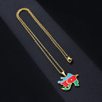 2024 new fashion stainless just Azerbaijan map with flag pendant necklace temperament everything collarbone chain birthday anniv