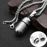 Vintage Stainless Steel Essential Oil Bottle Pendants Urn Wishing Bottle Necklace Religious Amulet Couple Party Jewelry