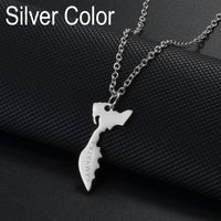 Anniyo Russia Kamchatka Pendant Neckalces for Women Girls Stainless Steel Jewelry #535662