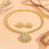 Fashion Sunflower  Earrings Necklace Wedding Jewelr Set Party Acceroies For Woman