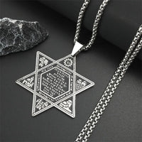 2024 New fashion stainless steel Jewish hexagon symbol pendant clavicle chain temperament everything necklace accessories Annive