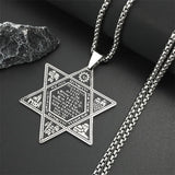 2024 New fashion stainless steel Jewish hexagon symbol pendant clavicle chain temperament everything necklace accessories Annive