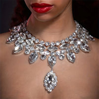 Luxury Sparkling Crystal Fashion Multi layered Pendant Women's Necklace Colorful Gemstone Necklace Bridal Wedding Accessories