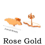Anniyo Jamaica Map Stud Earrings for Women Girl Gold Color and Stainless Steel Jamaican Jewelry #139721