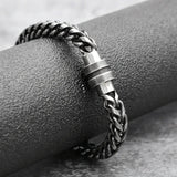 Bracelet Men's Stainless Steel Chain Punk Motorcycle Accessories Charm Bracelets Magnetic Clasp Vintage Jewelry Gifts Boyfriend