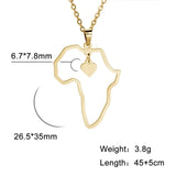 My Shape Africa Map Lion Elephant Monkey Giraffe Pendant Necklaces Men Women Stainless Steel Animal Chain Choker African Jewelry