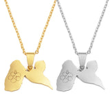 Anniyo Guadeloupe Map Hibiscus flower Pendant Necklaces for Women Jewelry France Guadeloupe  @364521