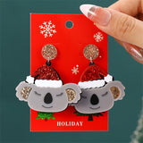 New Fashion Soldier King Pendant Earrings for Women Cute Animal Koala Rhinestone Bells Drop Earring New Year Holiday Jewelry
