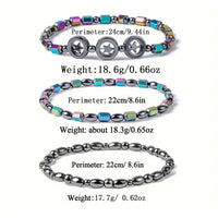 1/2/4/6Pcs Hematite Ankle Bracelet Colorful Elastic Anklet Bohemian Summer Beach Clothing Accessories Energy Hematite Jewelry