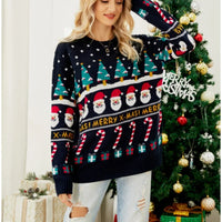 Vintage Style 2025 Christmas Women's Knitwear Warm Soft Sweaters Cartoon Print Casual Loose Jumper Xmas Look Female Pullover Top