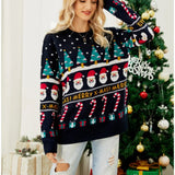 Vintage Style 2025 Christmas Women's Knitwear Warm Soft Sweaters Cartoon Print Casual Loose Jumper Xmas Look Female Pullover Top
