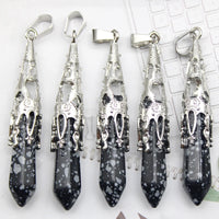 16pcs Crystal Pendulum for Divination Dowsing Natural Gem Stone Amethyst Hexagon Pendant For DIY Jewelry Making Necklace Pendant