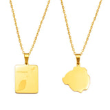 Anniyo Carriacou Grenada and Petit Martinique Map Pendant Necklaces Stainless Steel Caribbean Sea Jewelry @317801