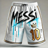 Classics AI Design Printed Messi Graffiti Oversized Football Shorts Sweat-Wicking Quick-Drying for Daily Training Beach shorts