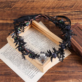 Gift Costume Cosplay Fairy Flower Leaf Headbands Photoshoot Simulated Elven Princess Tiara Black Flower Antler Crown Wedding