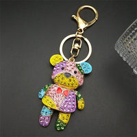 Cute Sweet Colorful Full Crystal Big Bear Key Chain Alloy Rhinestone Fashion Bag Accessories Keyring Jewelry Wholesale N9029