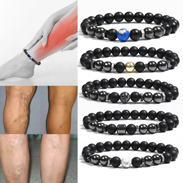 2022 Treatment of Varicose Veins Obsidian Anklet Adjustable Weight Loss Magnetic Therapy Magnet Anklet Bracelet for Mom Dad