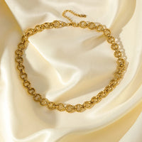 GANPUP 316l Stainless Steel Metal Heavy Thick Chain Necklace Charm Fashion Neck Chain Waterproof Gold Color Jewelry For Women
