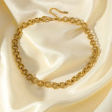 GANPUP 316l Stainless Steel Metal Heavy Thick Chain Necklace Charm Fashion Neck Chain Waterproof Gold Color Jewelry For Women