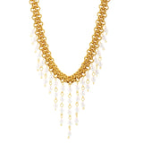 Stainless Steel Crawler Necklace Bracelet For Women 18k Gold Plated Imitation Pearl Tassel Charm Women's Necklaces Bracelets Set