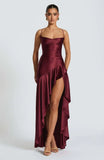 Sexy Satin Club Evening Party Dresses 2025 Summer Women Clothing Elegant Ruffle Irregular Backless Bandage Long Maxi Dress