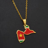 Anniyo France Guadeloupe Map Flag Pendants Necklaces for Women Jewelry  @315021