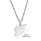 Anniyo 2.5CM Syria Map Necklaces Charms Pendant Necklaces Syrians Jewelry #042921