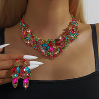 3PC Women's Wedding Season Fashion Luxury Flower Necklace Earrings Jewelry Set Suitable for Wedding Parties and Festival Gifts