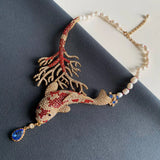 Medieval fashion winding snake personality generous exaggerated design freshwater pearl high sense necklace