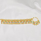 Indian Nose Rings Clip Chain Crystal Pendant Tassel Original Women's Accessories Gold Plated Copper Bride Wedding Hair Jewelry