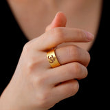 Lemegeton Buddhist Indian Yoga Om Women's Logo Ring Men's Charm Stainless Steel Ultra Natural Jewelry Party Gift