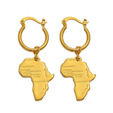 Anniyo Map of Africa Earrings for Women Girl Ethiopian Nigeria Congo Ghana Sudan Gold Plated Jewelry African Maps #119406