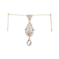 2024 Trend Big Crystal Pendant Forehead Chain Hairpin Hair Accessories Women's Ethnic Tiara Headpiece Tikka Indian Head Jewelry