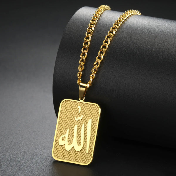 2024 New fashion cut titanium steel square brand necklace corrosion rune square brand pendant Hip Hop stainless steel women's ne