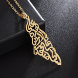 Stylish Peace Map Stainless Steel Pendant Necklace for Men Women Arabic African Jamaican Amulet Jewelry