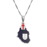Anniyo Flag & Map of Montserrat United Kingdom Pendant Chain Necklaces Montserrat Maps Jewelry #175621