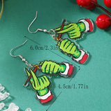Hot selling acrylic Christmas green headed monster earrings necklace keychain bag pendant accessories in Europe and America