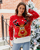 2025 New Trendy Lazy Style Printed Flannel Casual Pullover Christmas Knit Sweater For Women Autumn/Winter Knitted Sweater