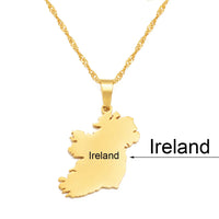 Anniyo Ireland Map Pendant Necklaces Éirinn Jewelry For Women Girls #350901B