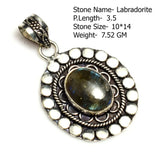 Genuine Labradorite Agate Lapis  Jasper Pendant