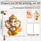 Cute Garnesh Pendant Keychain Retro Ganish 2D Flat Acrylic Ornament Charm Hanging Decoration for Car Bag Festive Home Party Gift