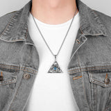 Guardian Eye Triangle Long Men Necklaces Pendant Chain Punk for Boyfriend Male Stainless Steel Jewelry Creativity Gift Wholesale