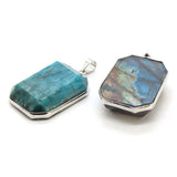 Natural Labradorite Crystal Rectangle Faceted Stone Pendants For Women Amethyst Apatite Gemstone Pendant Man Jewelry No Chain