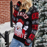 2025 Winter Women Christmas Knitted Sweater Santa's Favorite Print Pullover Full Sleeve O Neck Loose Soft Jumpers Xmas Look Wear