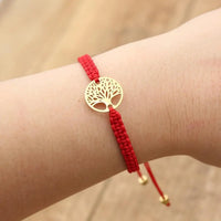 Handmade Red Rope Braided Bracelet Stainless Steel Tibetan Buddhist Lucky Charm Bracelets & Bangles For Women Men Gift