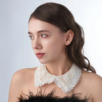 Pearl Beaded Lace Trim Collar Ribbons Women Necklace Wedding Jewelry for Clothes Dress  Beads Crystal Collar Wedding Jewelry