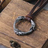 Stainless Steel Goth Infinity Ouroboros Norse Dragon Necklace Pendant Gothic Accessories Amulet Viking Runes Jewelry with box